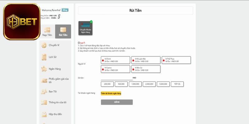 Hướng dẫn cách thức rút thưởng đầy đủ nhất khi đến với H3bet