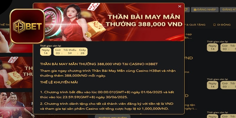 Trở thành thần bài, nhận khuyến mãi H3bet khủng